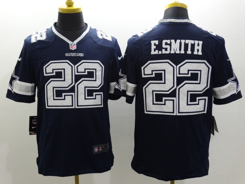 Dallas Cowboys 22 E-Smith Blue Nike Limited Jerseys